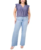 Vince Camuto Plus V-Neck Ruffle Sleeve Blouse