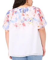 Vince Camuto Plus Printed Tulip-Sleeve Blouse