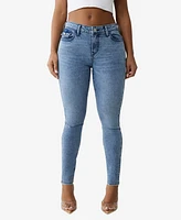 True Religion Women's Jennie Mid Rise Flap Skinny Jeans