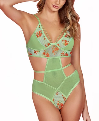 Hauty Women's 1PC Floral Embroidered Bodysuit Lingerie
