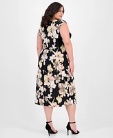 Connected Plus Printed Sleeveless Midi Dress