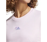 adidas Women's Cotton Mini Logo Graphic Crewneck T-Shirt