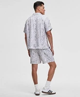 Mode Of One Mens Woodgrain Relaxed Fit Printed Button Down Shiny Twill Camp Shirt Relaxed Fit Printed 6 1 2 Shiny Twill Shorts Exclusively At Macys