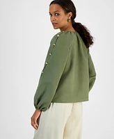 I.n.c. International Concepts Petite Button-Sleeve Blouse, Exclusively at Macy's