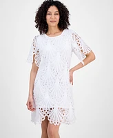Sandra Darren Petite Eyelet-Embroidered Sheath Dress
