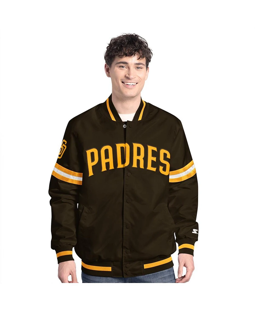 Starter Men's Brown San Diego Padres Scout Full-Snap Varsity Jacket