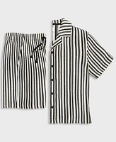Mode Of One Mens Relaxed Fit Vertical Stripe Button Up Shirt Shorts Exclusively At Macys