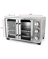 MegaChef 25 Quart French Door Multi-Function Electric Toaster Oven with Rotisserie Set