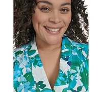 Calvin Klein Plus Floral-Print Belted Midi Dress