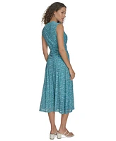 Calvin Klein Women's Printed Ruched-Waist Midi Dress
