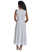Calvin Klein Petite Striped Faux-Wrap Maxi Dress