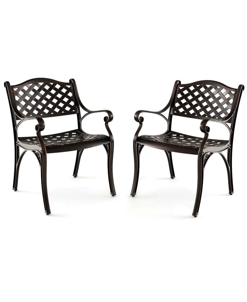 Pcs Cast Aluminum Patio Chairs Set of All Weather Outdoor Dining Chairs with Armrests