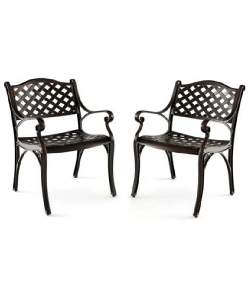 Cast Aluminum Patio Chairs Set Of 2 All Weather Outdoor Dining Chairs With Armrests