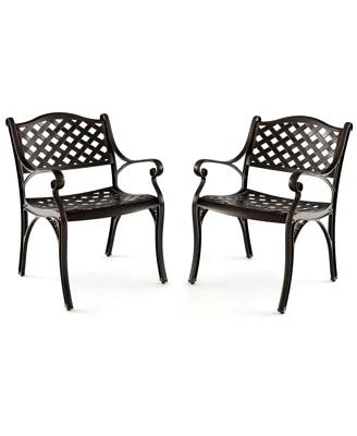 Cast Aluminum Patio Chairs Set Of 2 All Weather Outdoor Dining Chairs With Armrests