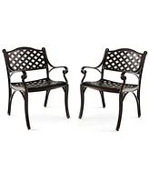 Cast Aluminum Patio Chairs Set Of 2 All Weather Outdoor Dining Chairs With Armrests