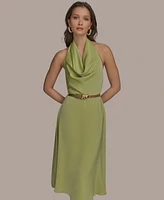 Donna Karan New York Women's Belted Halter A-Line Dress