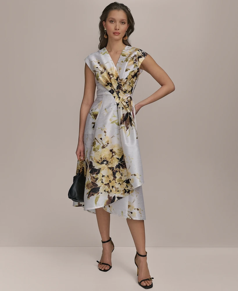 Donna Karan New York Women's Floral-Print Faux-Wrap Dress