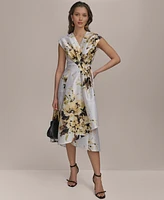 Donna Karan New York Women's Floral-Print Faux-Wrap Dress