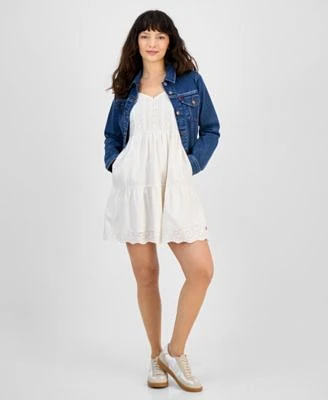 Levis Womens Original Cotton Denim Trucker Jacket Cora Cotton Eyelet Mini Dress