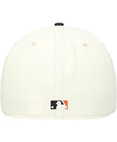 New Era Men's Cream San Francisco Giants Game Night Leather Visor 59FIFTY Fitted Hat
