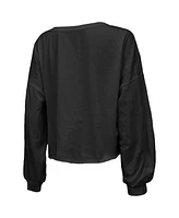 Majestic Women's Black Philadelphia Eagles Super Bowl Lix Champions Hard Count Off Shoulder V-Neck Long Sleeve T-Shirt