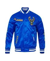 Pro Standard Men's Blue Milwaukee Bucks 2024/25 City Edition Chenille Applique Full-Snap Satin Jacket