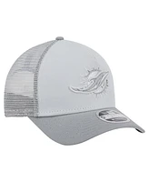 New Era Men's Gray Miami Dolphins Domain 9FORTY A-Frame Trucker Adjustable Hat