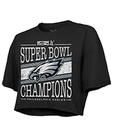 Majestic Women's Black Philadelphia Eagles Super Bowl Lix Champions Extra Point Boxy Crop Top