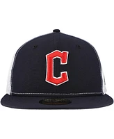 New Era Men's Navy Cleveland Guardians Team Color 59FIFTY Trucker Fitted Hat