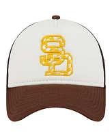 New Era Men's White/Brown San Diego Padres Checkered Flag A-Frame Trucker 9FORTY Adjustable Hat