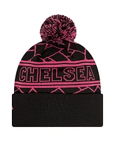 New Era Men's Black Chelsea Sport Cuffed with pom Knit hat