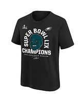 Outerstuff Big Boys and Girls Jalen Hurts Black Philadelphia Eagles Super Bowl Lix Champions Face T-Shirt