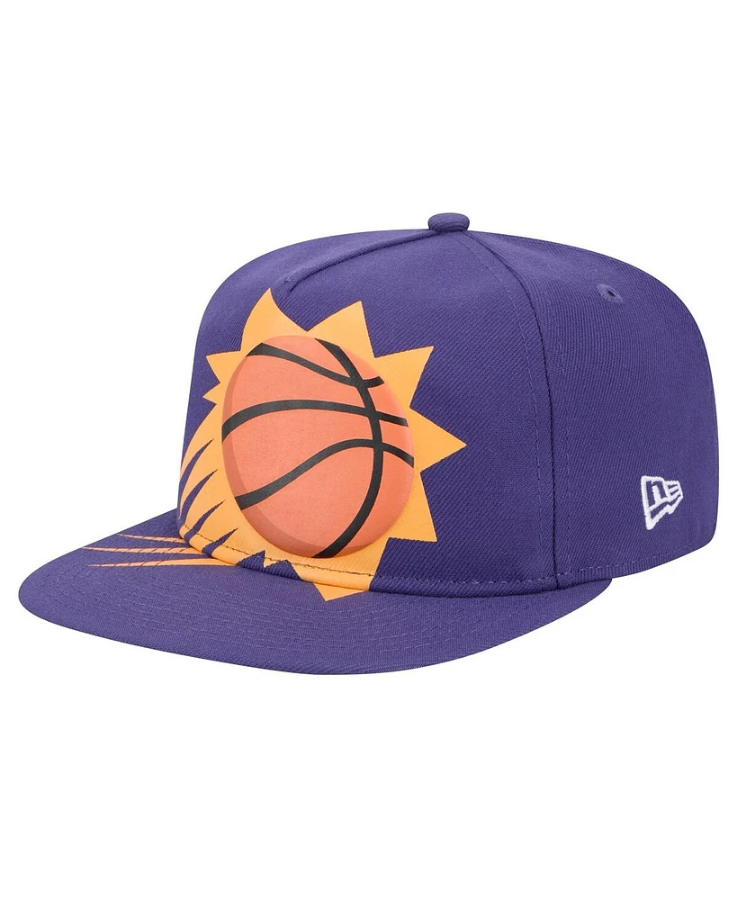 New Era Men's Purple Phoenix Suns Oversized Puff Print Logo Golfer Snapback Hat