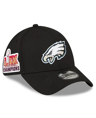 New Era Men's Black Philadelphia Eagles Super Bowl Lix Champions Side Patch 39THIRTY Flex Hat