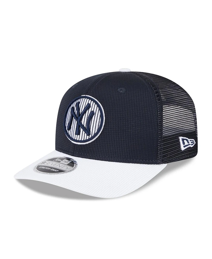 New Era Men's Navy/White New York Yankees 2025 Batting Practice 9SEVENTY Stretch-Snap Trucker Hat