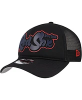 New Era Men's Black Boston Red Sox Retro Bold A-Frame Trucker 9FORTY Adjustable Hat