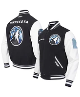 Pro Standard Men's Black Minnesota Timberwolves 2024/25 City Edition Chenille Applique Full-Zip Wool Varsity Jacket
