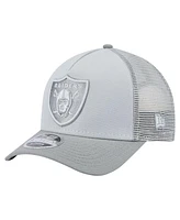 New Era Men's Gray Las Vegas Raiders Domain 9FORTY A-Frame Trucker Adjustable Hat