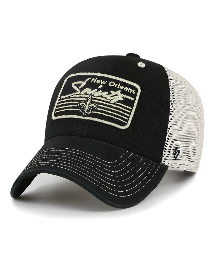 '47 Brand Men's Black/Natural New Orleans Saints Five Point Trucker Clean Up Adjustable Hat