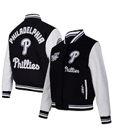 Pro Standard Women's Black Philadelphia Phillies Rib Wool Full-Zip Varsity Jacket