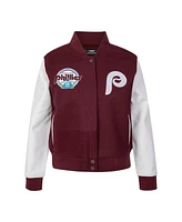 Pro Standard Women's Burgundy Philadelphia Phillies Game Day Classics Wool Varsity Jacket