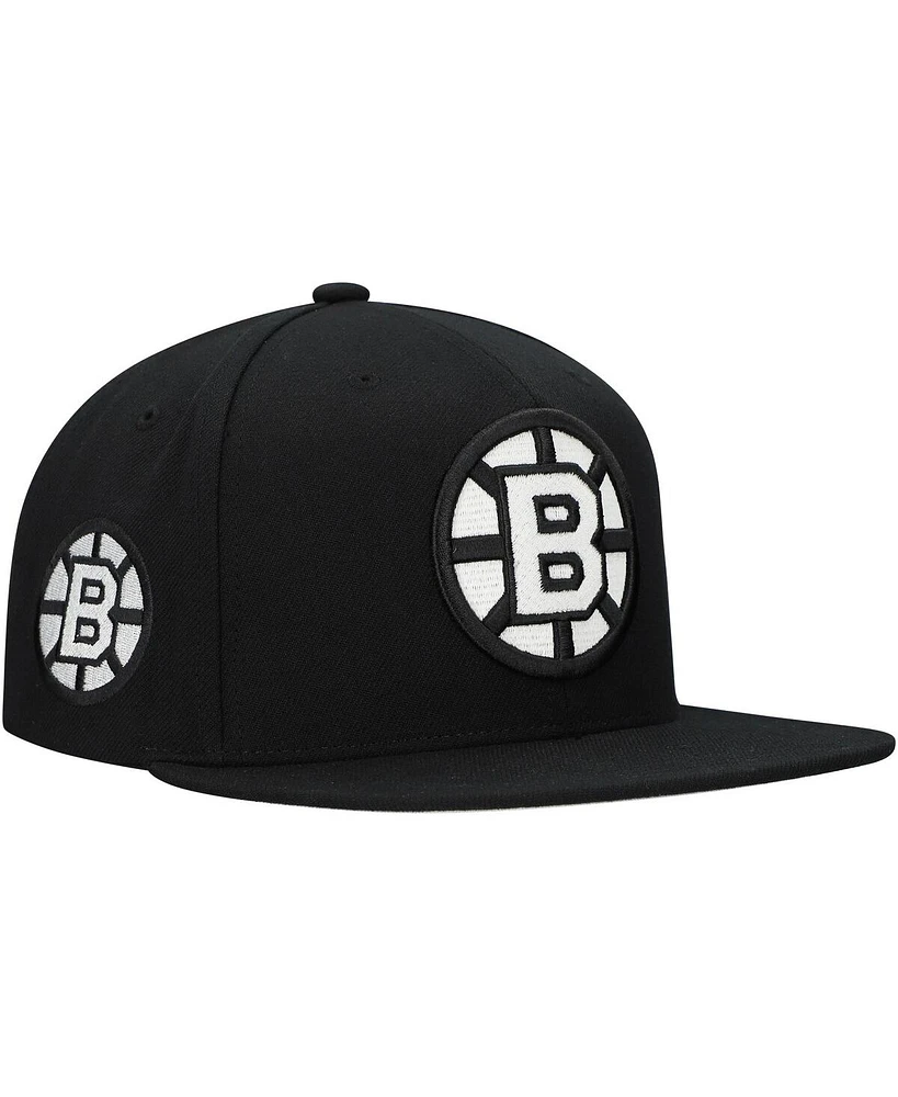 Mitchell & Ness Men's Black Boston Bruins Team Snapback Hat