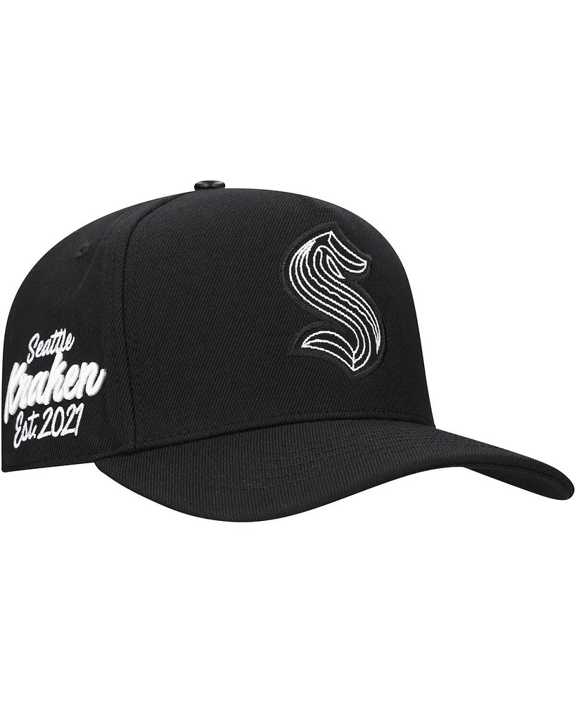 Pro Standard Men's Black Seattle Kraken Paint the City Pinch Front Snapback Hat