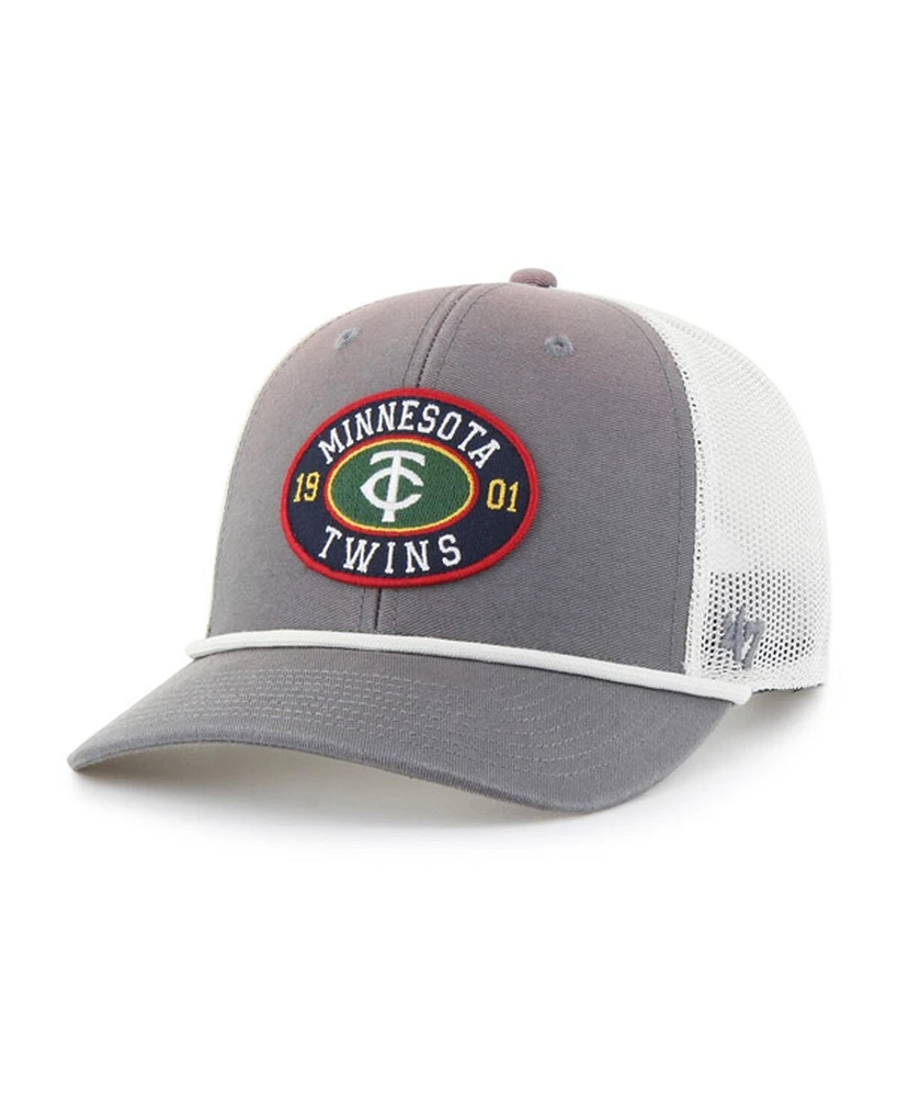 '47 Brand Men's Gray/White Minnesota Twins Tide Sweep Rope Trucker Adjustable Hat