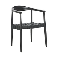 Walda Leather Woven Accent Chair
