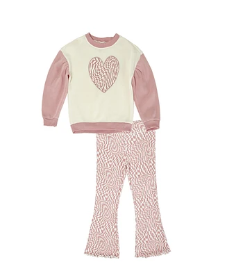 Derek Heart Big Girls Lass Top & Flare Pants Set