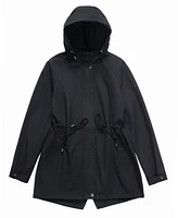 Rokka&Rolla Women's Water-Resistant Hooded Anorak Rain Jacket Trench Coat