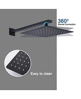 10 Inch Wall Mount Shower System Rain Ceiling Shower Head with 3-Function Handheld Sprayer and Thermostatic Valve, Matte Black