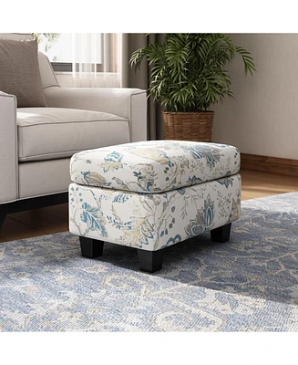 Springfield Upholstered Ottoman, Beige&Blue