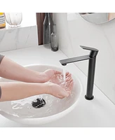 Single Handle Bathroom Vessel Sink Faucet with Modern 1-Hole Brass High Tall Bathroom Faucets